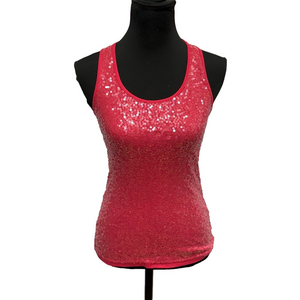 Say What? Red Fitted Sequin Tank Top